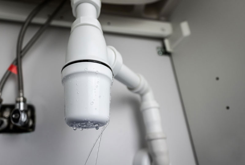 Hidden plumbing leak detection under kitchen sink cabinet